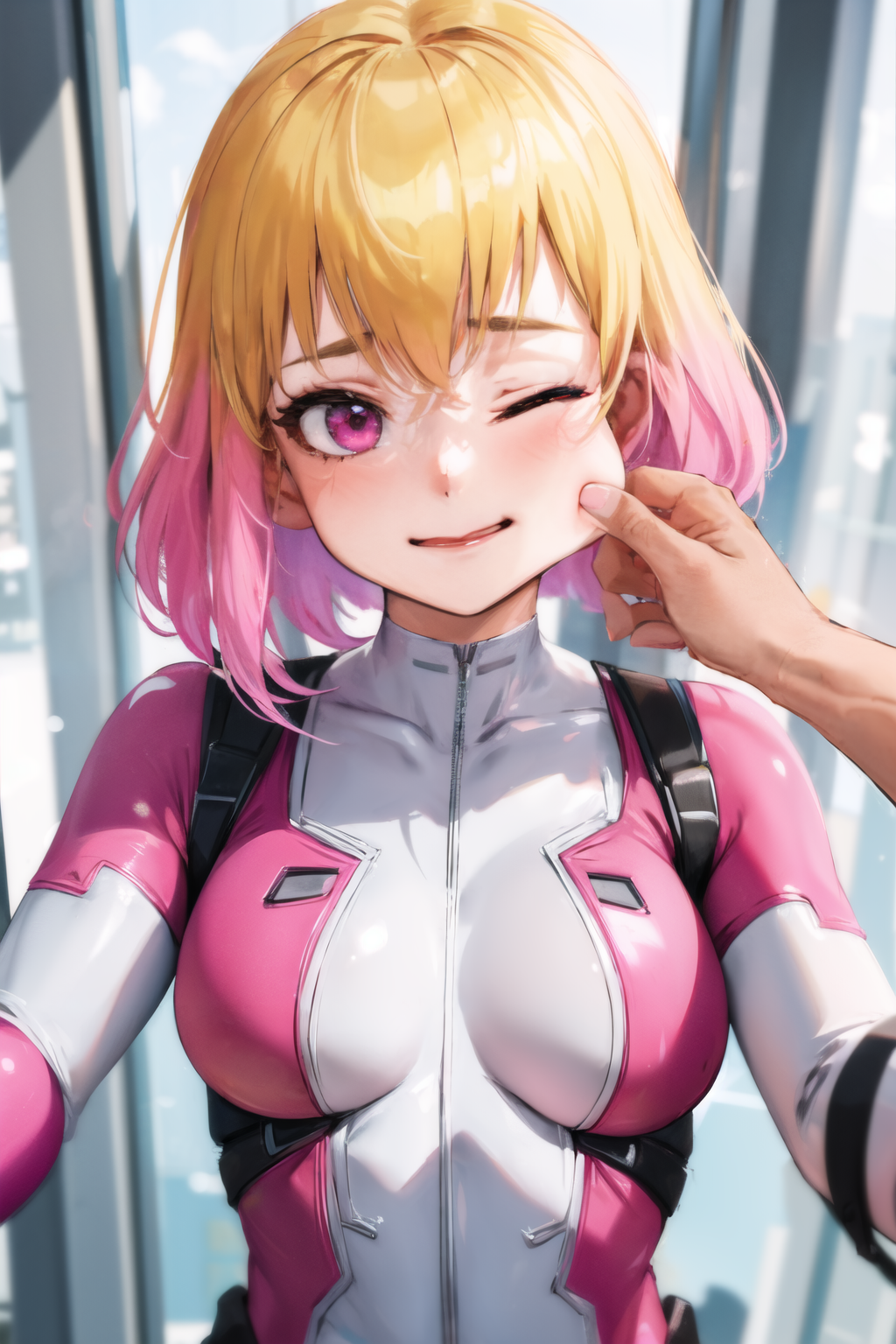 00003-516573759-masterpiece, best quality,1girl, ,cheekpinching,cheek pinching, holding,upper body,one eye closed,looking at viewer,pov,,gwenpoo.png